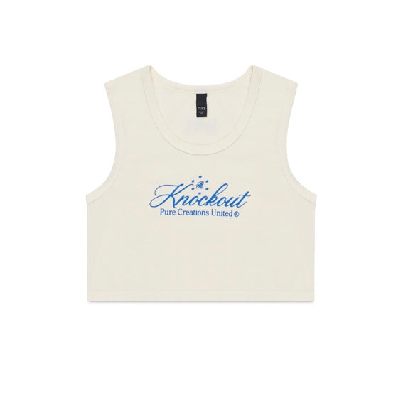 WOMEN’S PURE K.O. CROPPED TANK TOP - BEIGE/BLUE