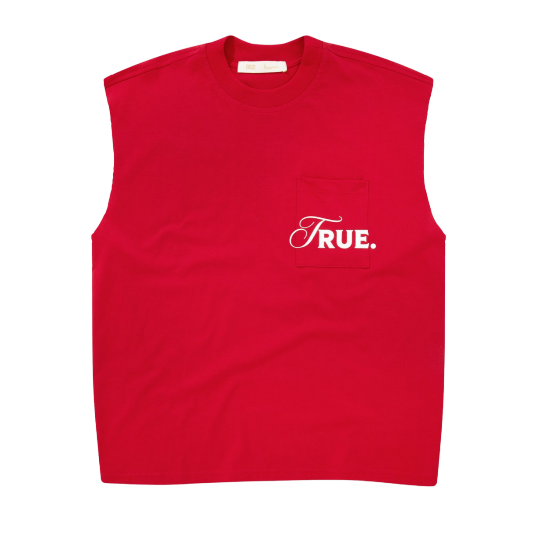 TRUE CARING SLEEVELESS TEE - RED