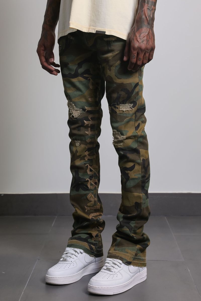 AJENDA CAMO FLARE JEANS