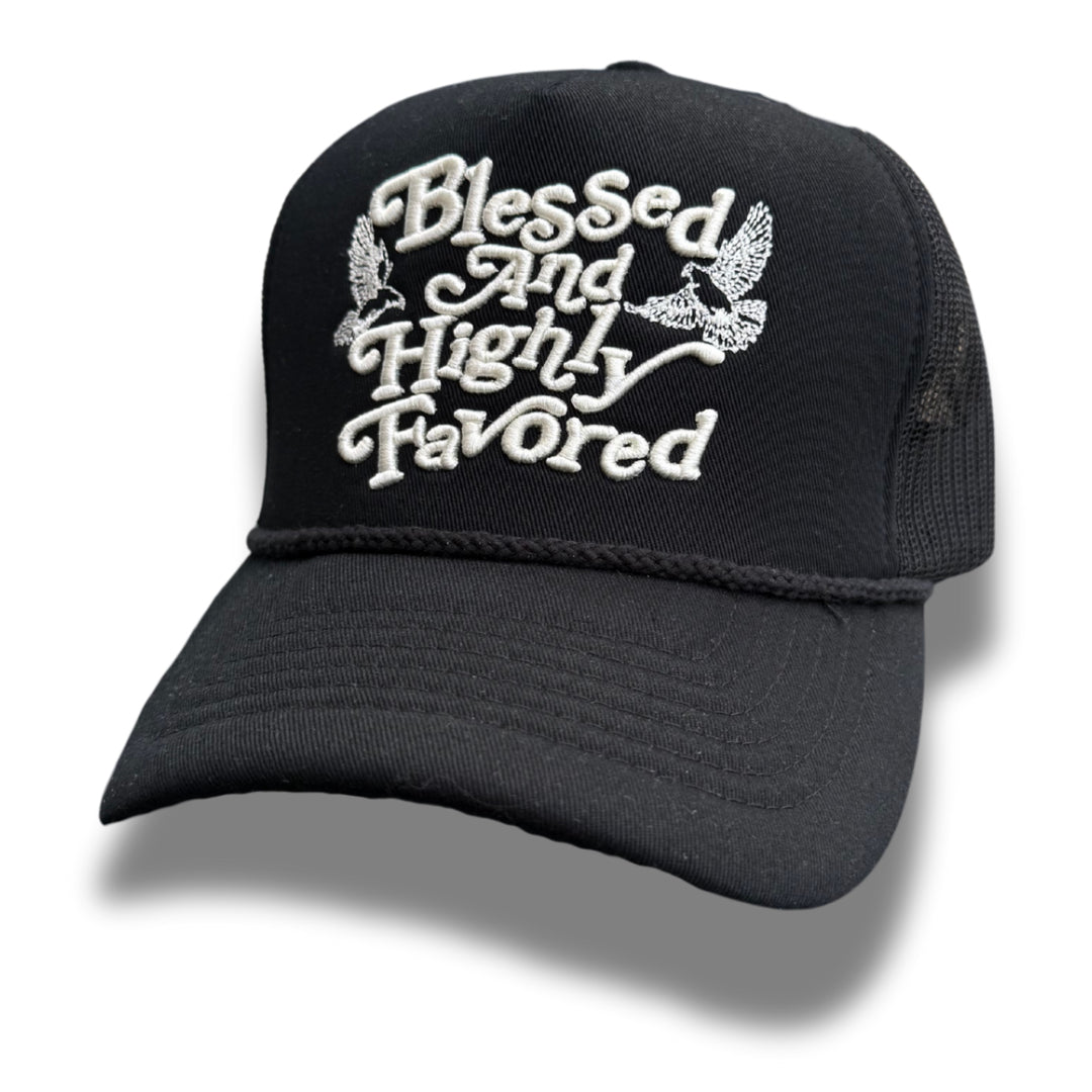 BLESSED AND HIGHLY FAVORED TRUCKER - BLACK