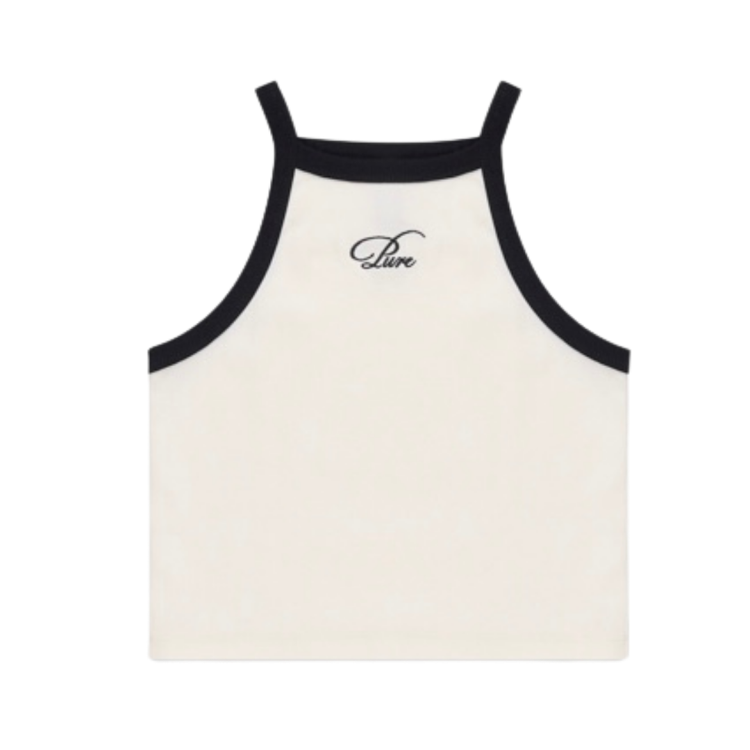WOMEN’S PURE CROPPED TANK TOP - OFF WHT/BLACK