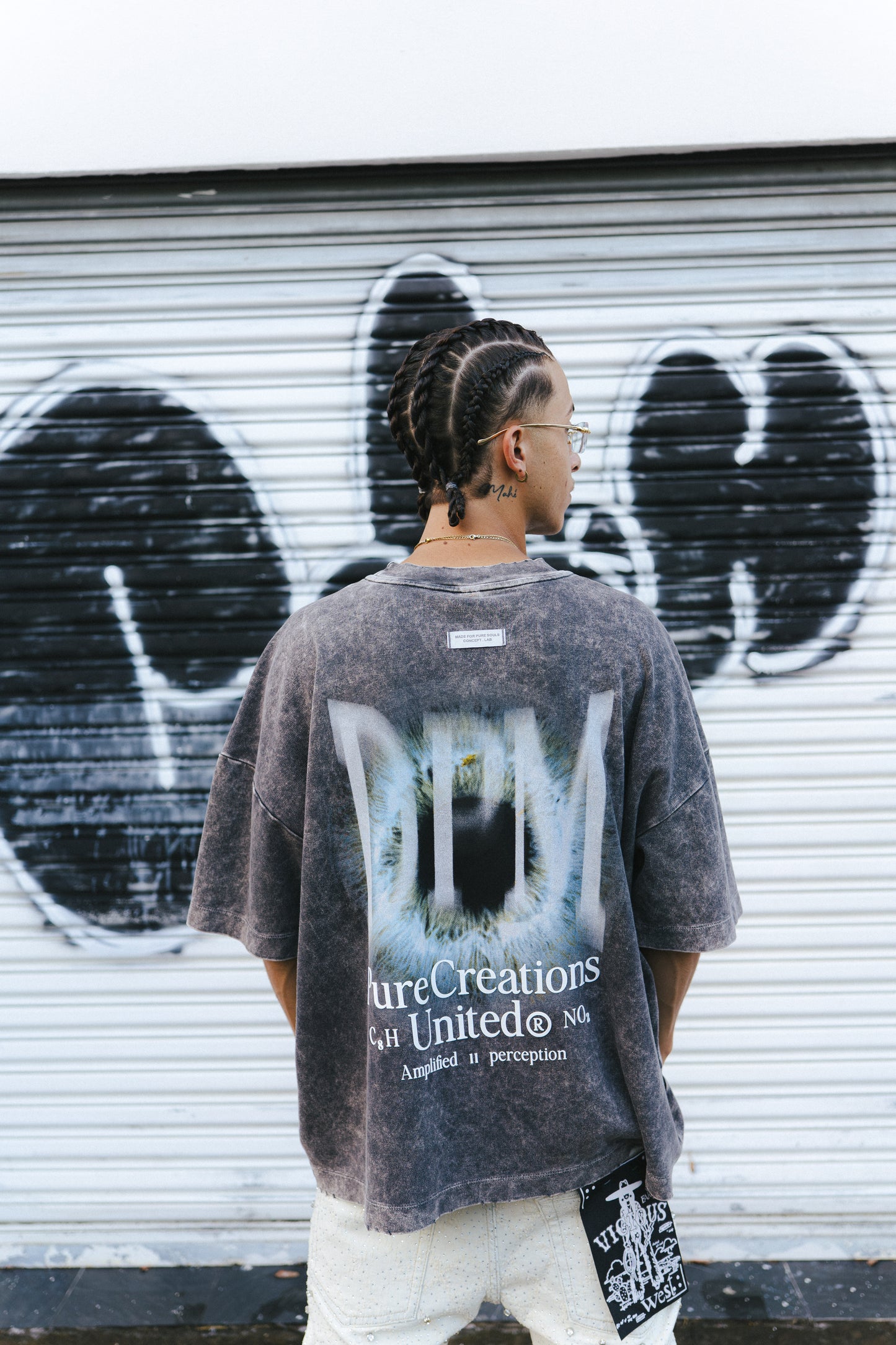 PURE DOPAMINE BLACK EYE TEE - GREY