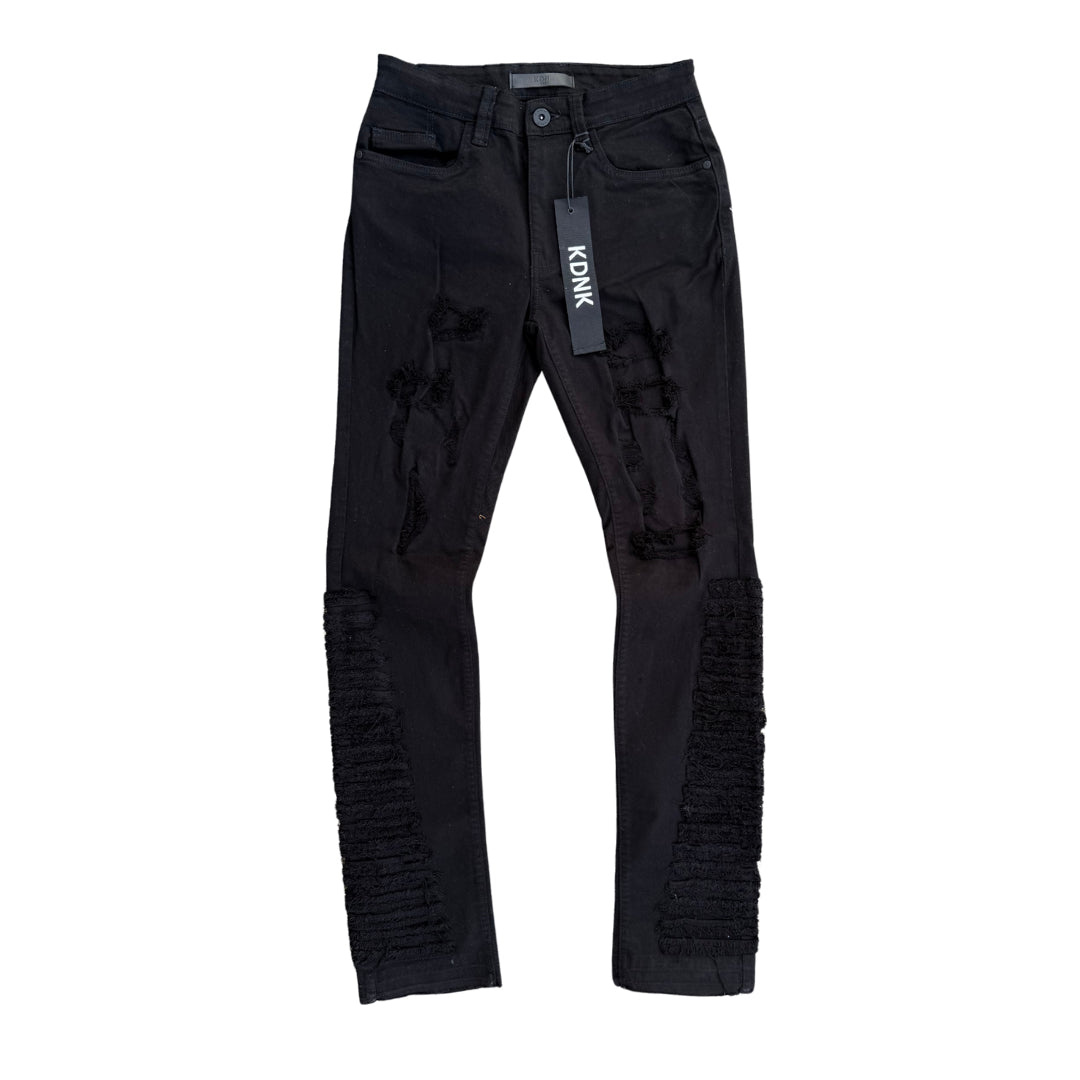 KDNK DISTRESSED STACKED JEANS - BLACK