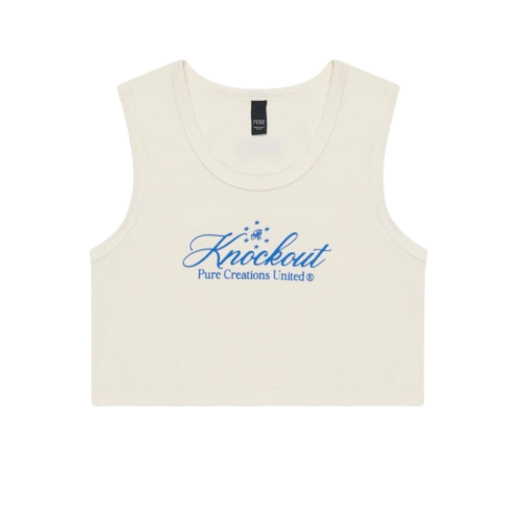 WOMEN’S PURE K.O. CROPPED TANK TOP - BEIGE/BLUE