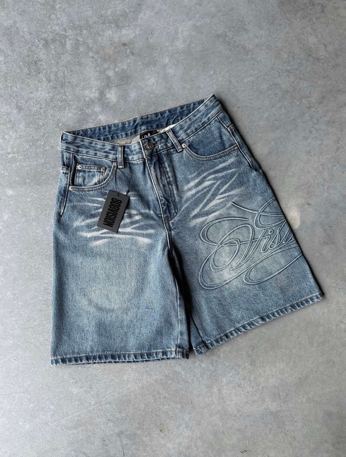 VISION EMBOSSED JORTS - BLUE