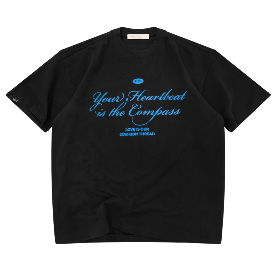 TRUE HEARTBEAT OVERSIZED TEE - BLACK