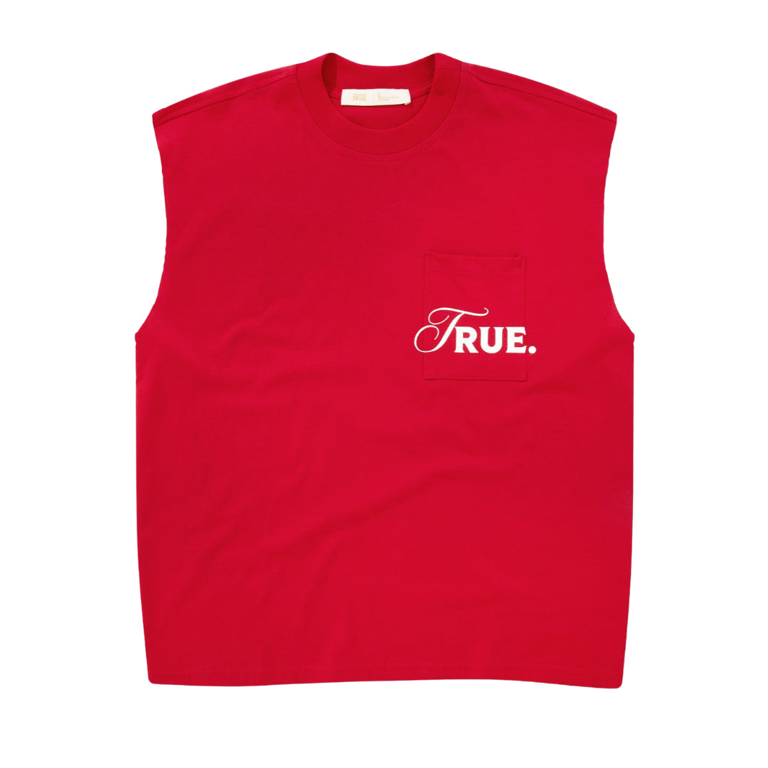 TRUE CARING SLEEVELESS TEE - RED