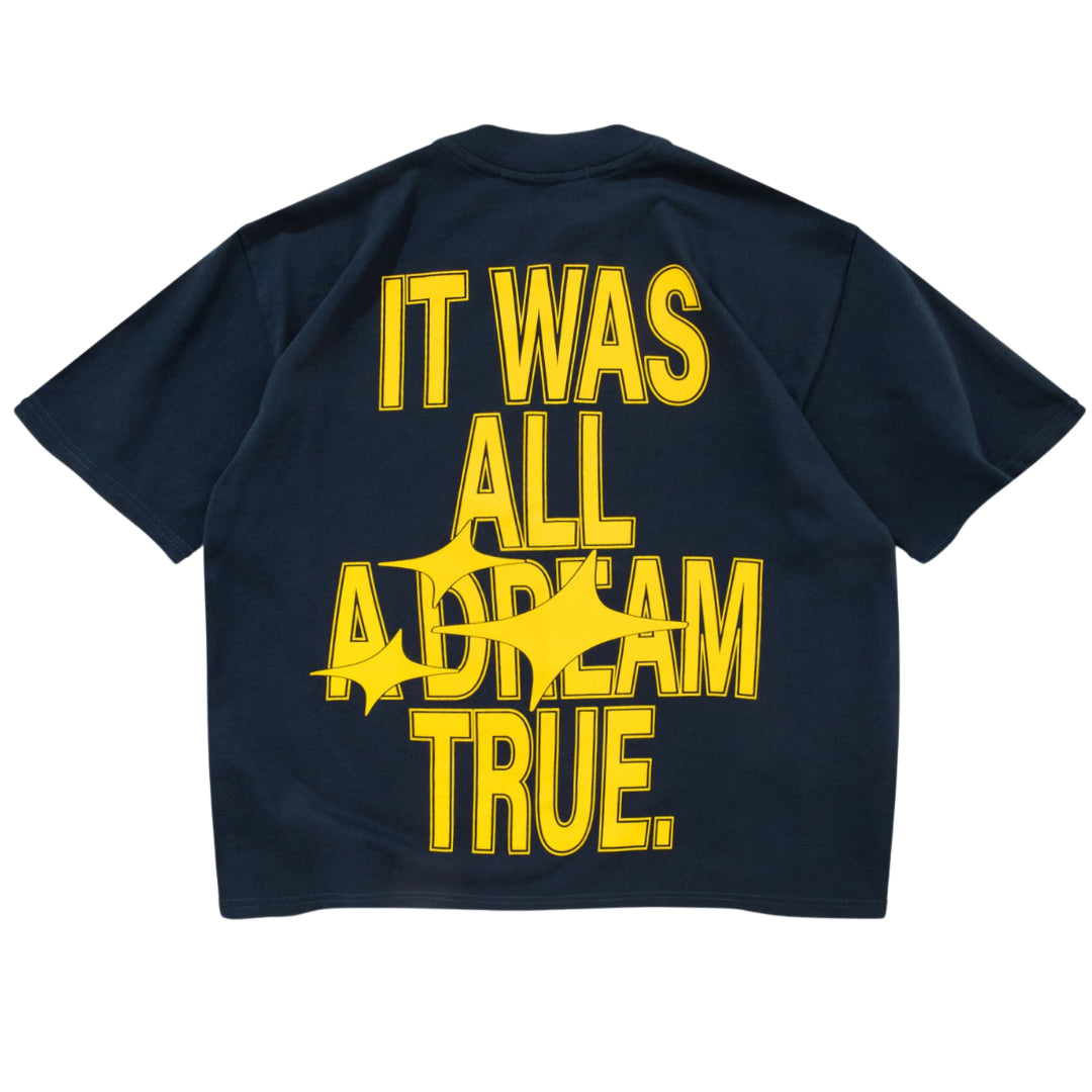 TRUE DREAM BOXY TEE - NAVY BLUE/YELLOW