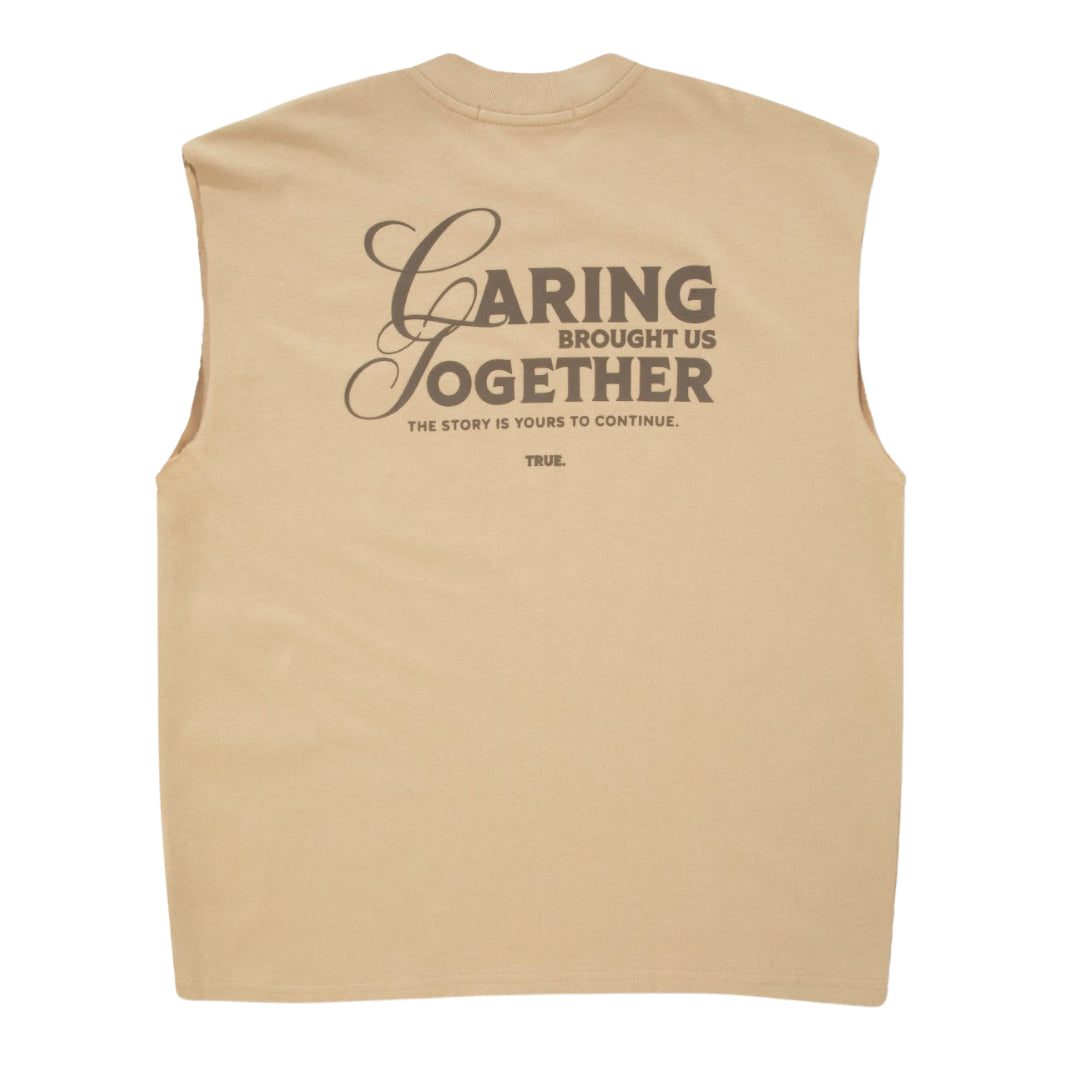TRUE CARING SLEEVELESS TEE - SAND