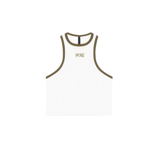 PURE CROP TOP - WHITE/BROWN