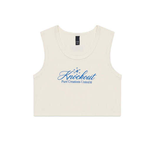 WOMEN’S PURE K.O. CROPPED TANK TOP - BEIGE/BLUE