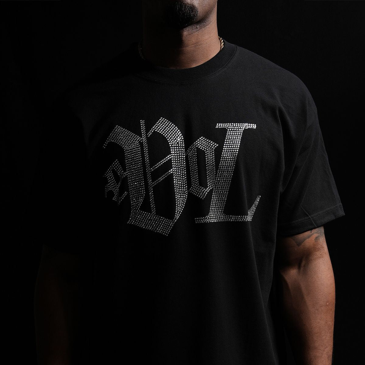 EVOL RHINESTONE TEE - BLACK