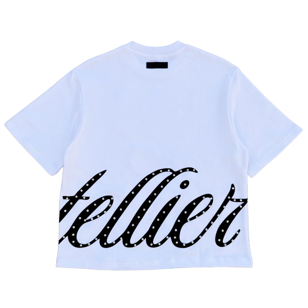 CORTELLIER RHINESTONE TEE - WHITE