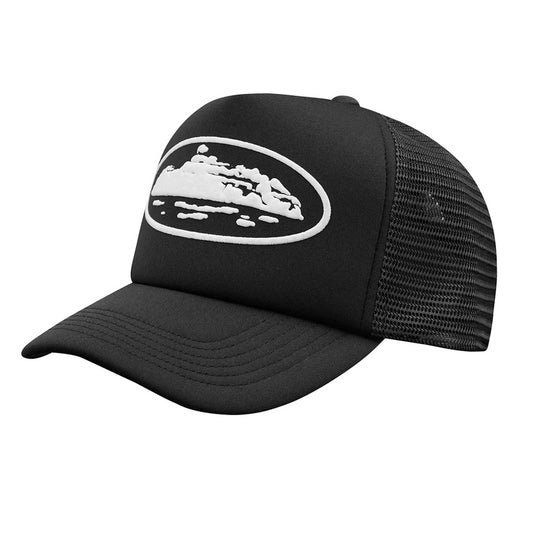 CORTEIZ ISLAND PUFF PRINT TRUCKER HAT - BLACK