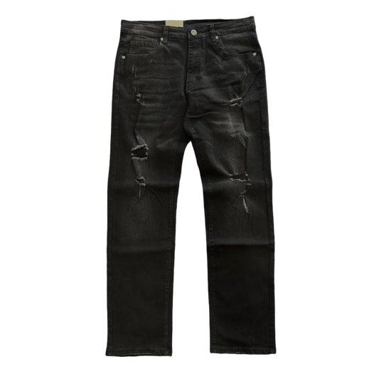 SBO RIPPED SLIM JEANS - BLACK