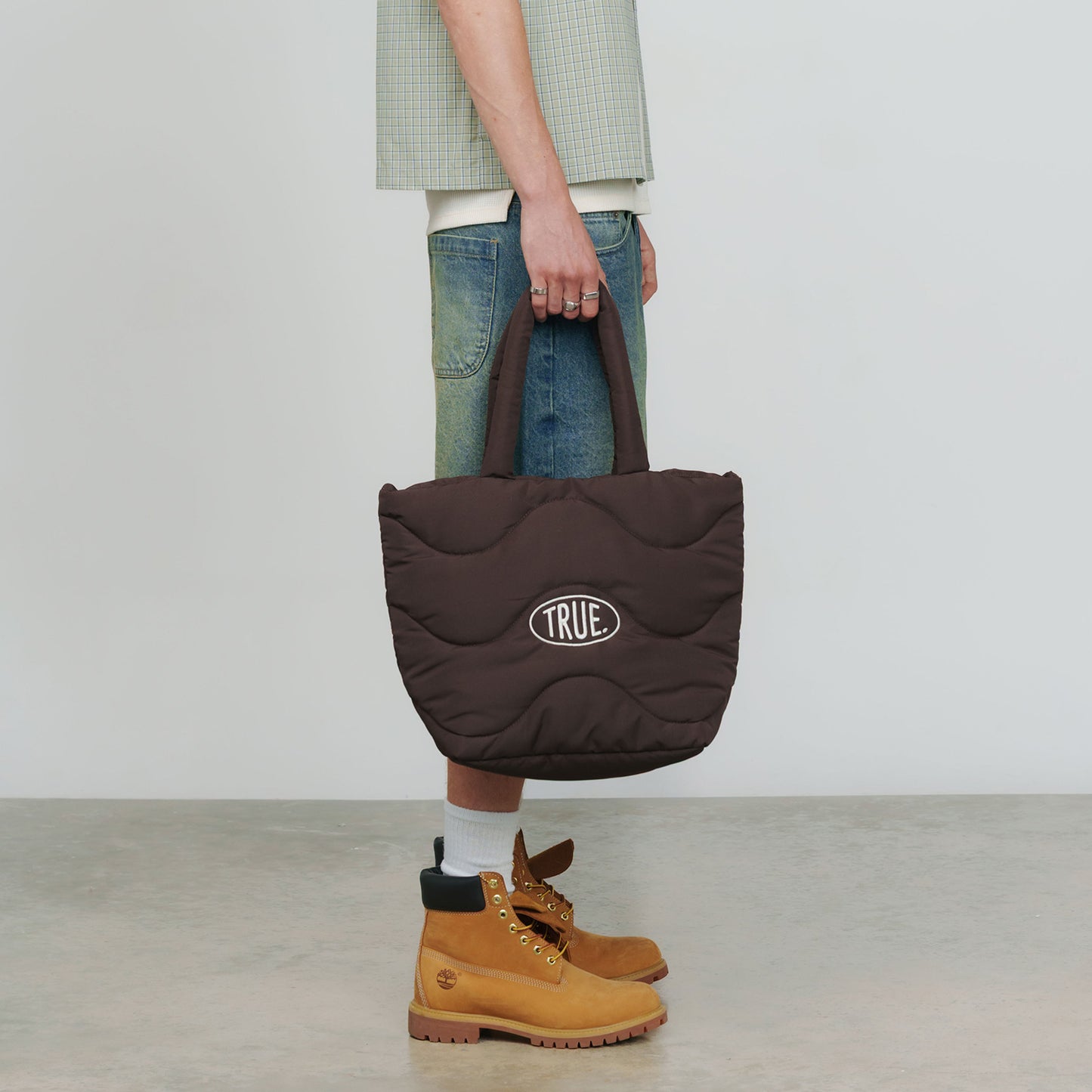 TRUE PUFFER SHOPPER BAG - BROWN