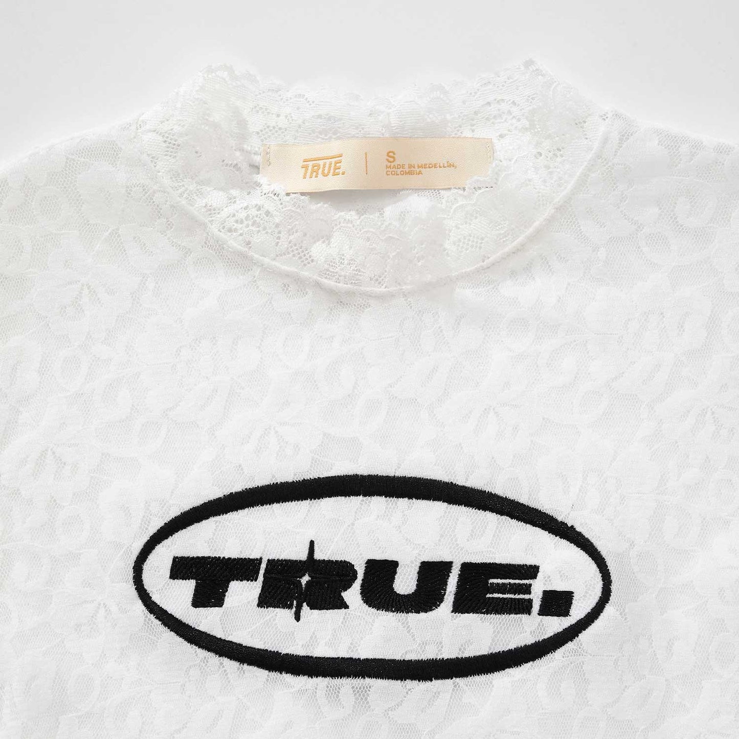TRUE FLORAL LACE BABY TEE - CREAM
