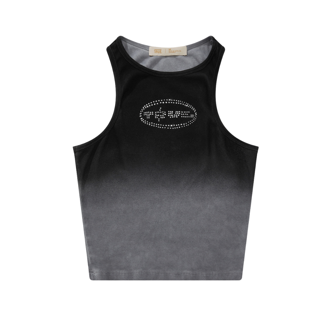TRUE RHINESTONE TANK TOP - BLACK