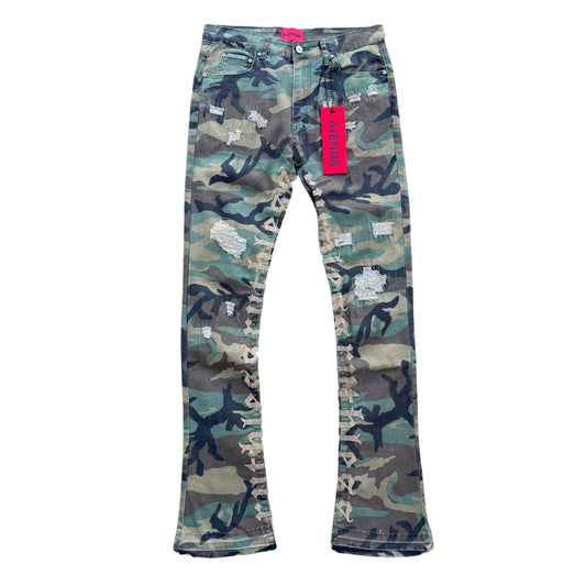 AJENDA CAMO FLARE JEANS
