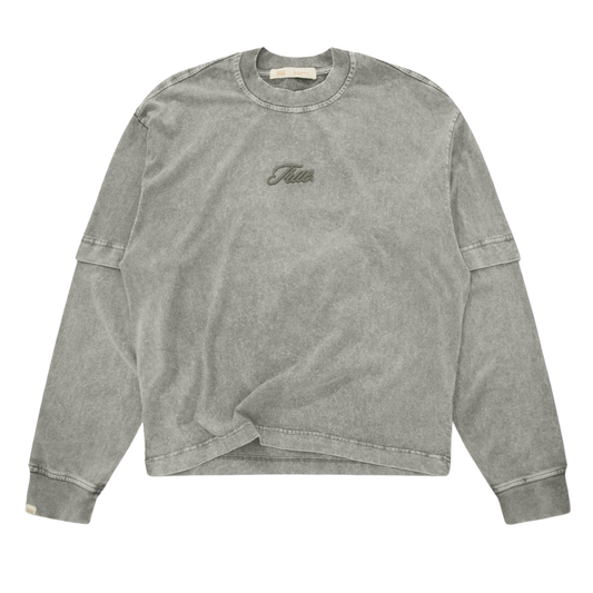 TRUE WASHED DOUBLE SLEEVE TEE - GRAY