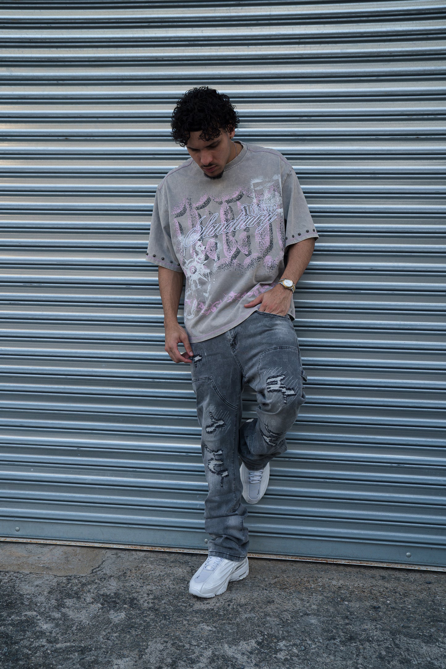 SMOKE RISE SANCTUARY TEE - GREY / PINK