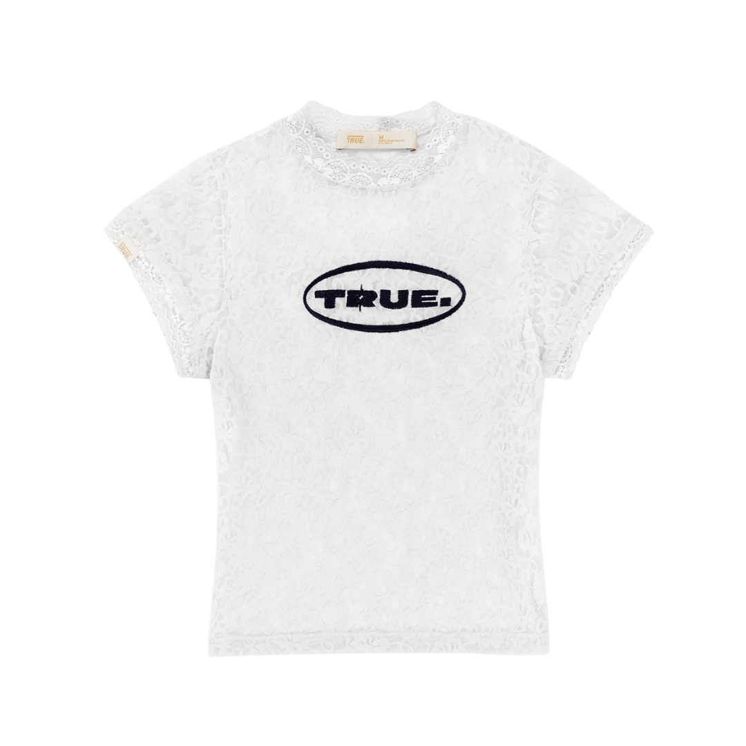 TRUE FLORAL LACE BABY TEE - CREAM