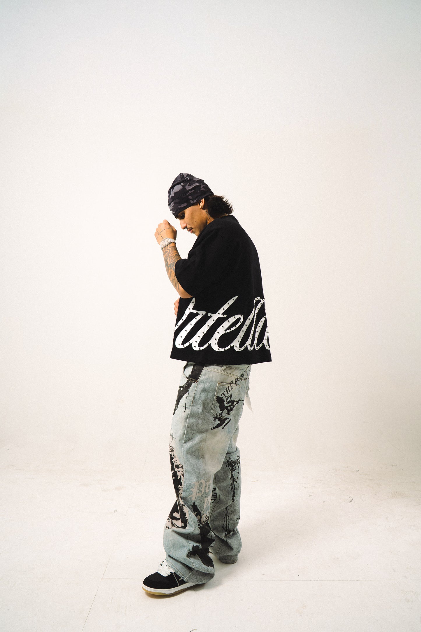 CORTELLIER RHINESTONE TEE - BLACK