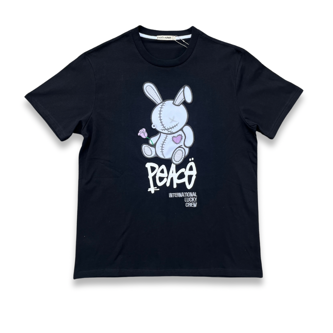 BLACK "PEACE" OVERSIZED TEE