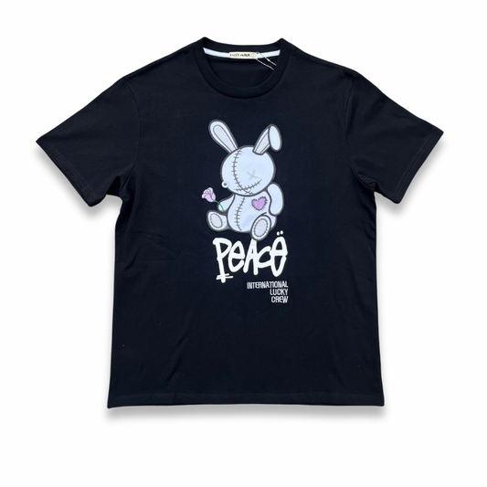 BLACK "PEACE" OVERSIZED TEE