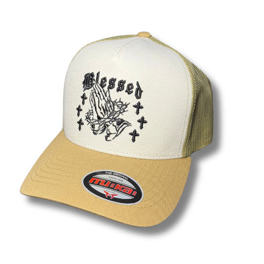 BLESSED TRUCKER HAT - WHITE/KHA