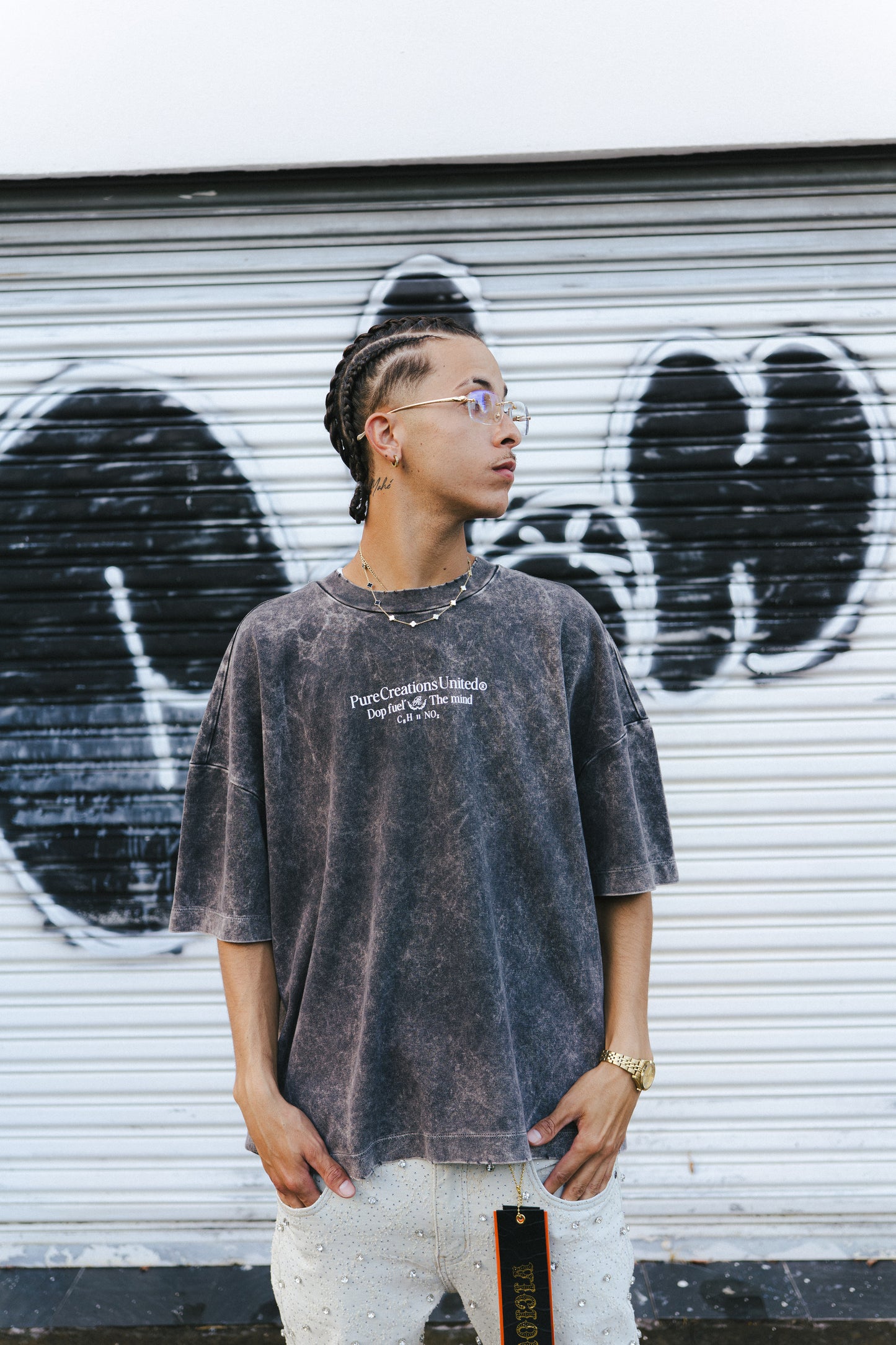 PURE DOPAMINE BLACK EYE TEE - GREY