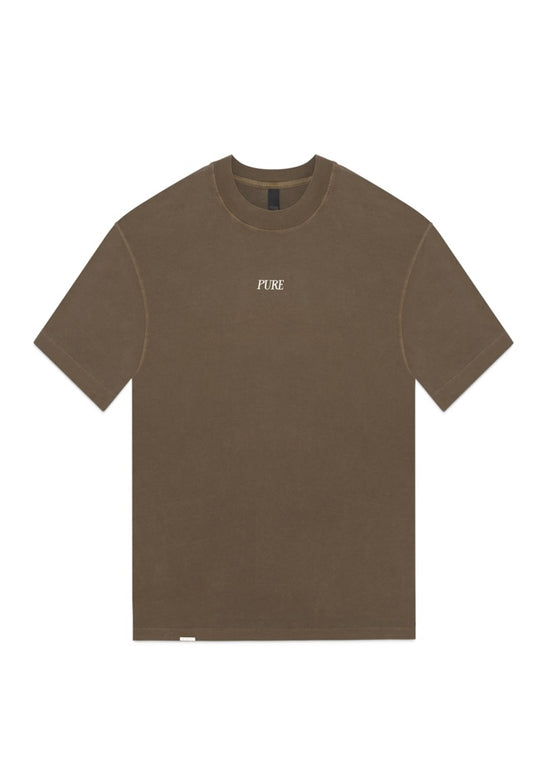 PURE WASHED BROWN TEE - HERALDIC COLLECTION