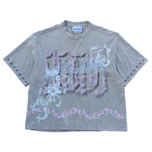 SMOKE RISE SANCTUARY TEE - GREY / PINK