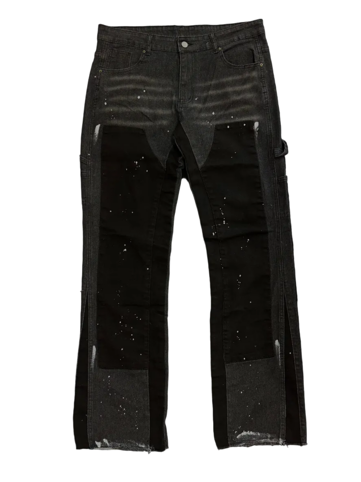 VISION PAINTED FLARE JEANS - BLACK
