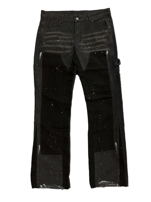 VISION PAINTED FLARE JEANS - BLACK