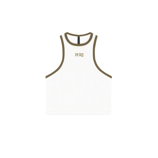 PURE CROP TOP - WHITE/BROWN