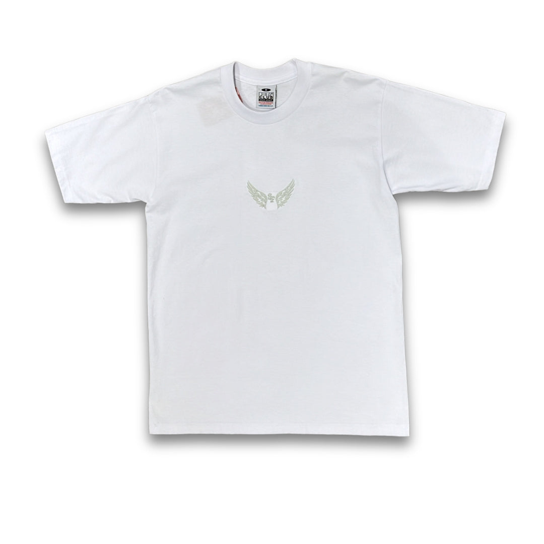 WHITE / SILVER SF LOGO - BASIC TEE