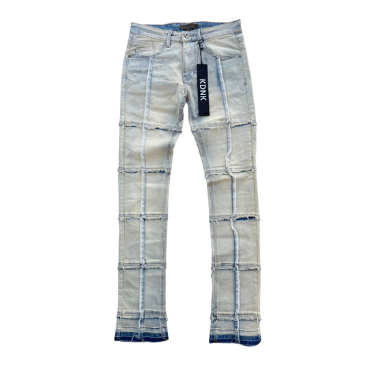 KDNK SEAM STACKED DENIM- TINTED BLUE
