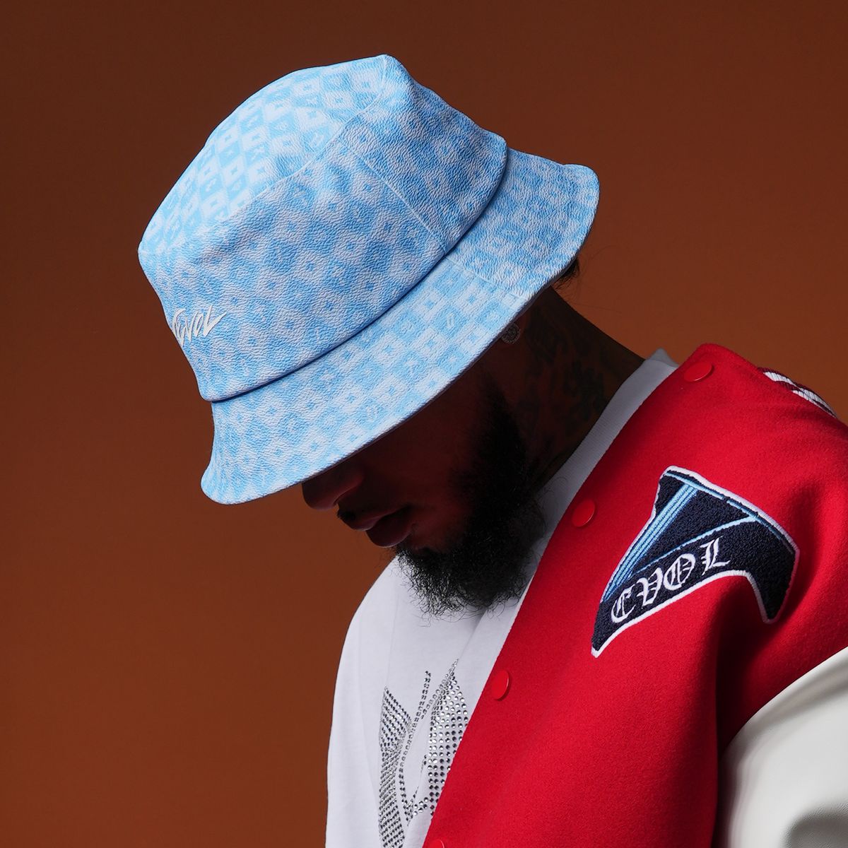 EVOL LEATHER BUCKET HAT - BLUE