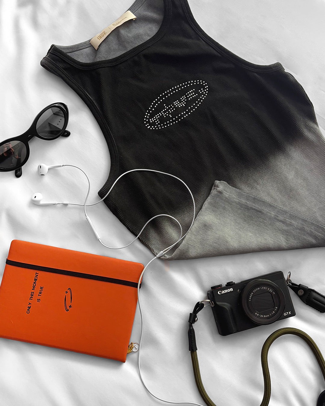 TRUE RHINESTONE TANK TOP - BLACK