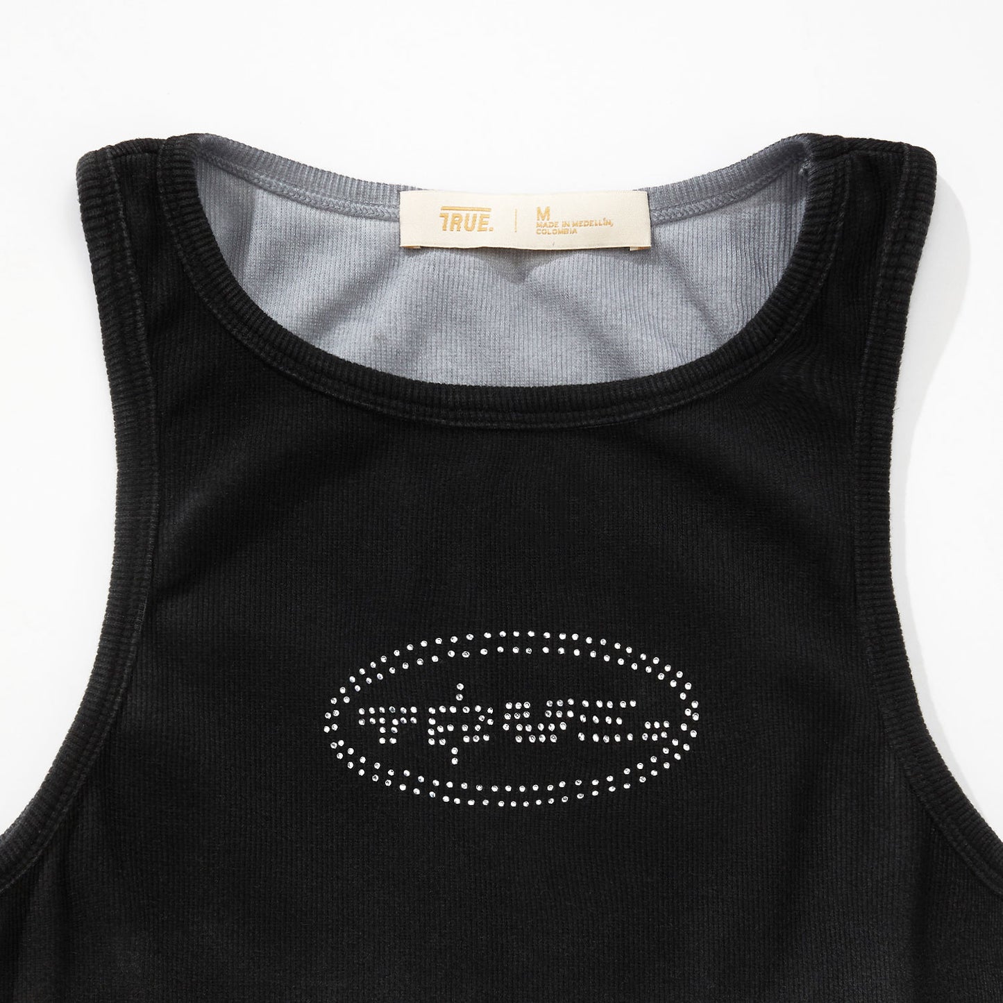 TRUE RHINESTONE TANK TOP - BLACK