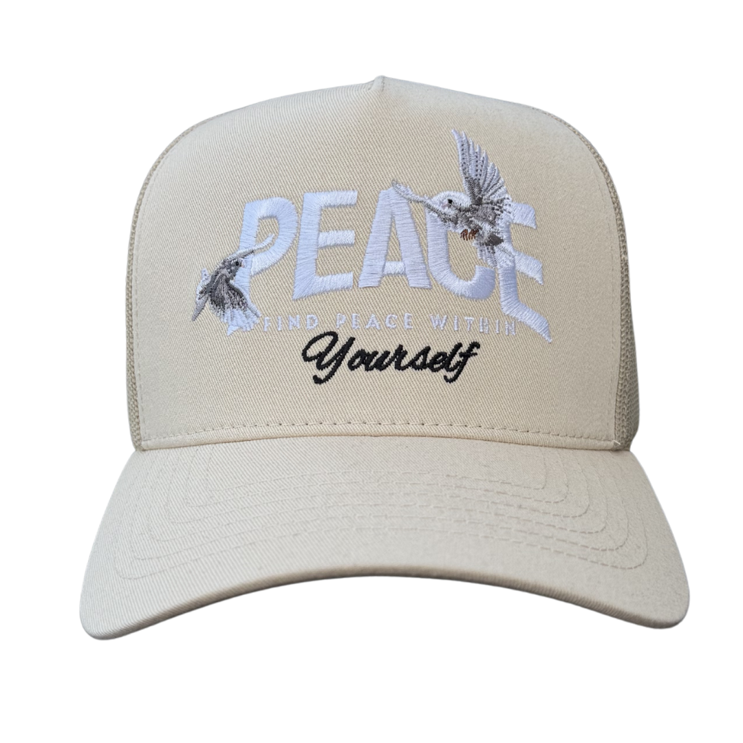 PEACE TRUCKER HAT - OATMEAL