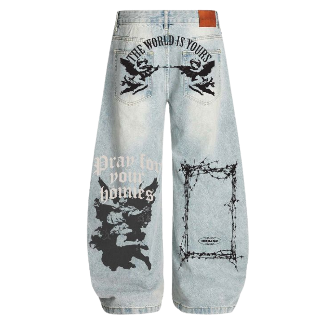 ARMOR PRINTED BAGGY JEANS