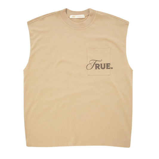 TRUE CARING SLEEVELESS TEE - SAND
